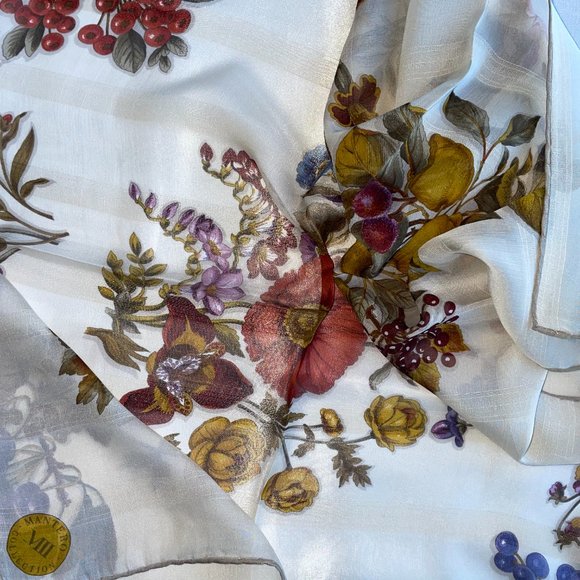 Mantero silk 100% floral scarf - Picture 2 of 2